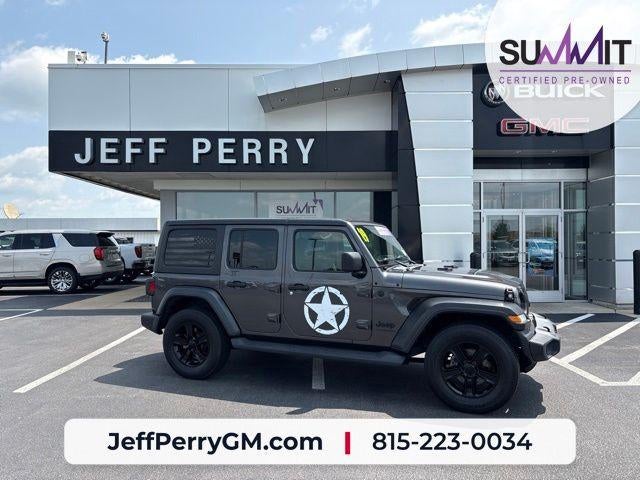 2019 Jeep Wrangler Unlimited Sport in Gray — front three-quarter view