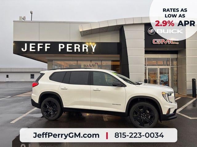 2026 GMC Acadia AWD Elevation in Summit White — front three-quarter view