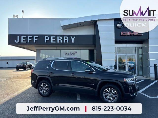 2021 GMC Acadia SLT in Ebony Twilight Metallic — front three-quarter view