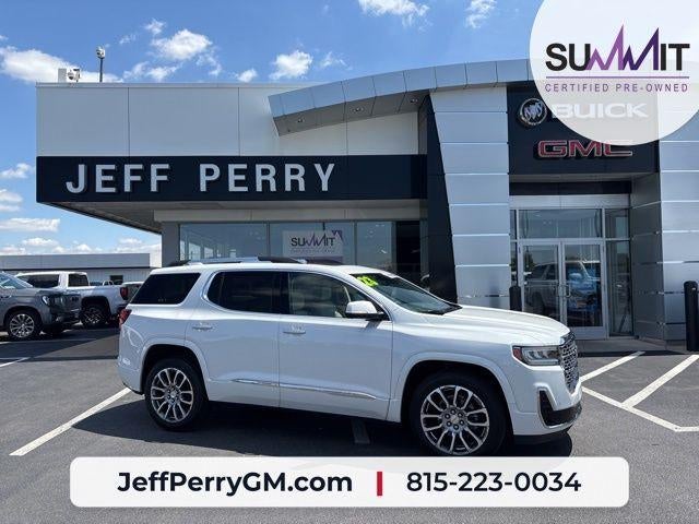 2023 GMC Acadia Denali in White Frost Tricoat — front three-quarter view