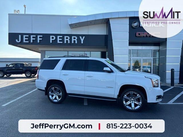 2020 GMC Yukon SLE in Summit White — front three-quarter view