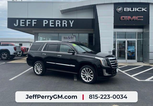 2020 Cadillac Escalade Premium Luxury in Black Raven — front three-quarter view