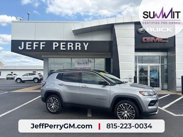 2023 Jeep Compass Limited in Silver — front three-quarter view