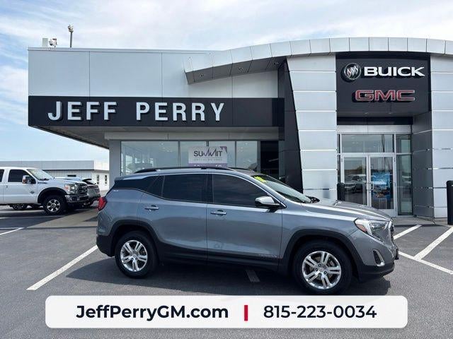 2018 GMC Terrain SLE in Satin Steel Gray Metallic — front three-quarter view