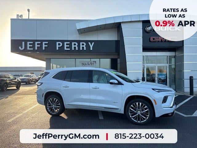 2026 Buick Enclave Avenir in Iridescent White Tricoat — front three-quarter view