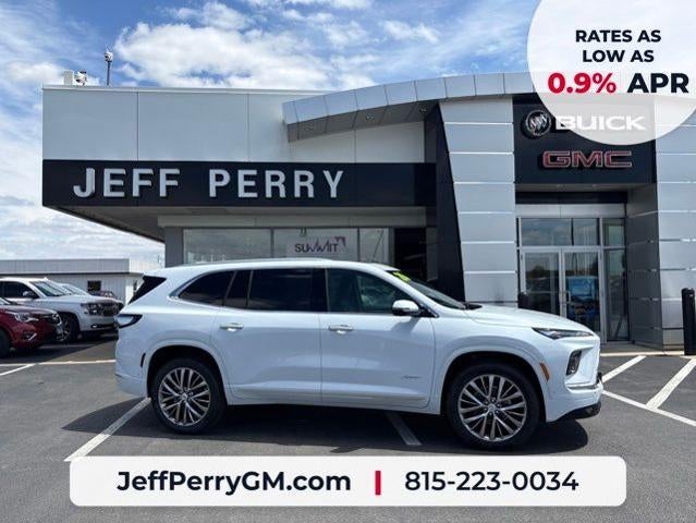 2026 Buick Enclave Avenir in Iridescent White Tricoat — front three-quarter view