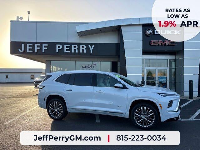 2026 Buick Enclave Avenir in Iridescent White Tricoat — front three-quarter view